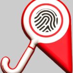 لوگو jpjobco با نماد پین نقشه قرمز و سفید با طراحی اثر انگشت. در زیر نماد، متن سفید پررنگ روی پس‌ زمینه تیره «JP JOBCO» نوشته شده است. پس زمینه خاکستری روشن است.