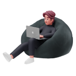man seating on beanbag and work on laptop