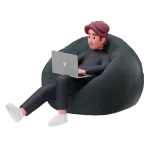 man seating on beanbag and work on laptop